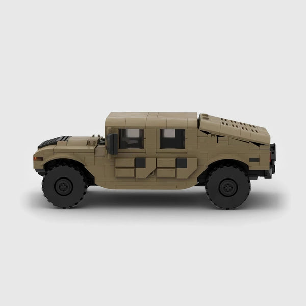 Desert tan AM General HMMWV brick model side profile view