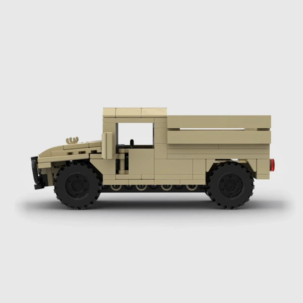 Desert tan AM General HMMWV brick model side profile view
