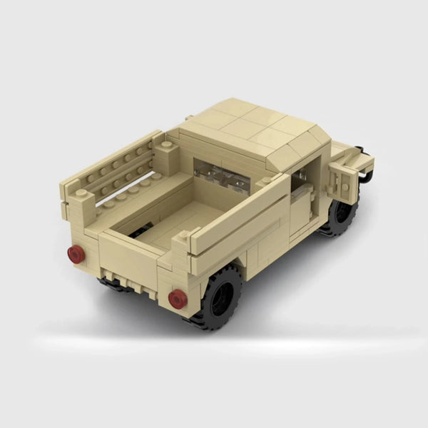 Desert tan AM General HMMWV brick model rear three quarter view