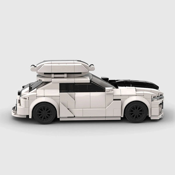 Black and white split livery Audi RS6 Avant brick model side profile view