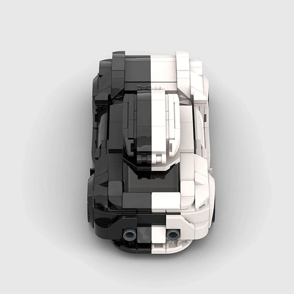 Black and white split livery Audi RS6 Avant brick model rear view