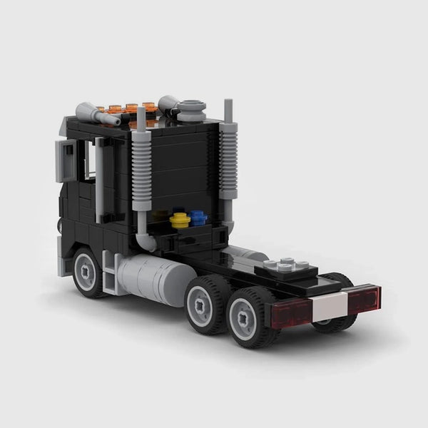 Black and grey brick model rear three quarter view