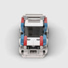 White with blue and red accents BMW M1 brick model front view