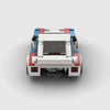 White with blue and red accents BMW M1 brick model rear view