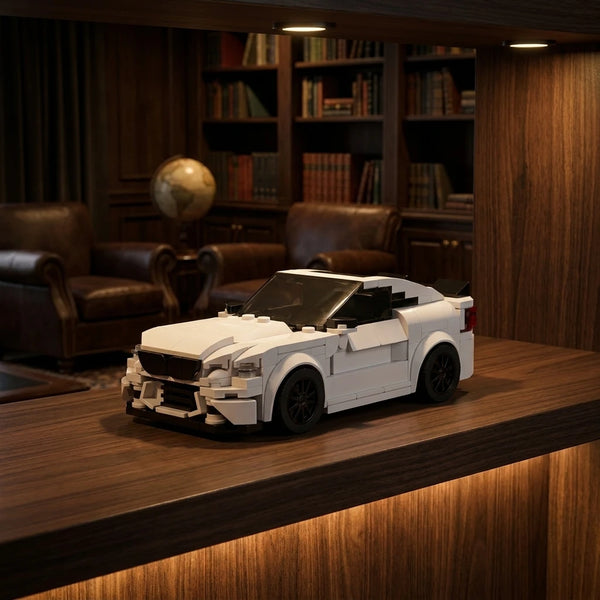 BMW M2 Brick Model displayed in a premium collector setup