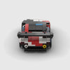 White, black, red, and blue motorsport livery BMW M4 GT3 brick model rear view