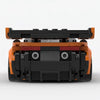 Orange McLaren 720S GT3X Racer brick model straight rear view