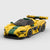 Yellow and green McLaren P1 GTR Yellow Edition brick model front three quarter view