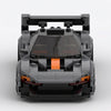 Dark grey and orange McLaren Senna GTR Grey Edition brick model straight front view
