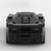 Dark grey and orange McLaren Senna GTR Grey Edition brick model straight rear view
