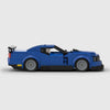 Blue with black accents Chevrolet Camaro ZL1 brick model side profile view