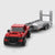 Red Pickup Truck with Flatbed Trailer brick model hero view
