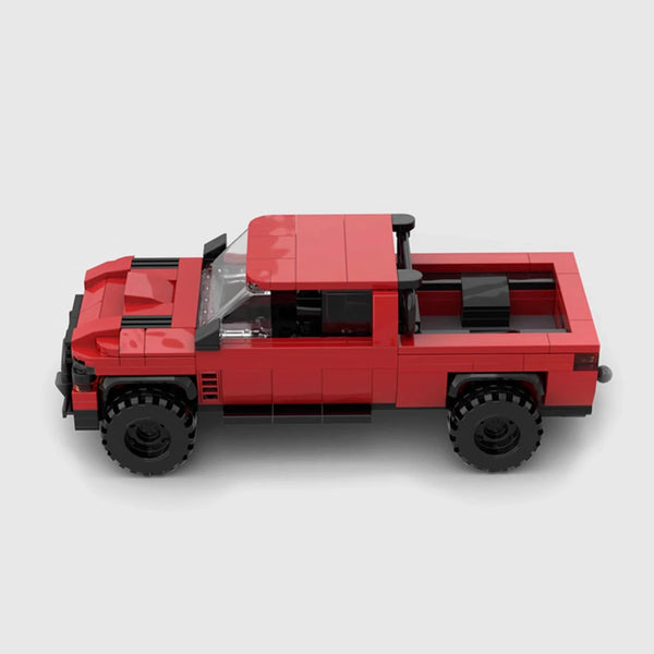 Red and grey brick model rear three quarter view