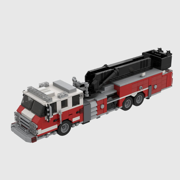 City Fire Ladder Truck brick model hero view