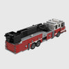 Red and white brick model rear three quarter view