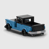 Blue and black brick model rear three quarter view