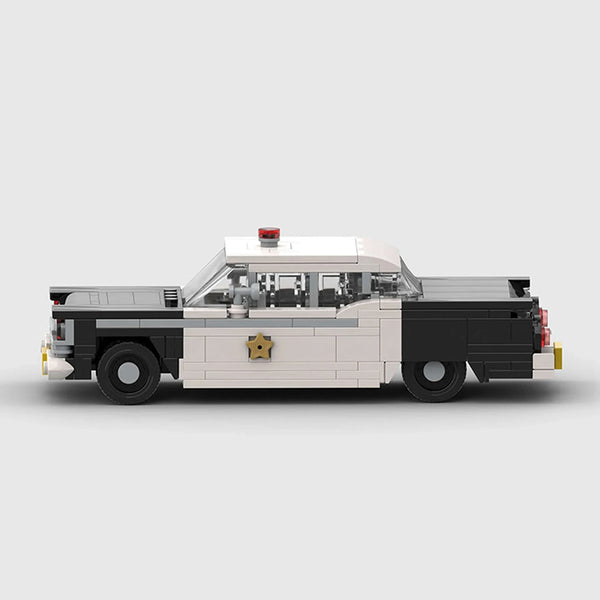 Black and white Classic Police Cruiser brick model side profile view