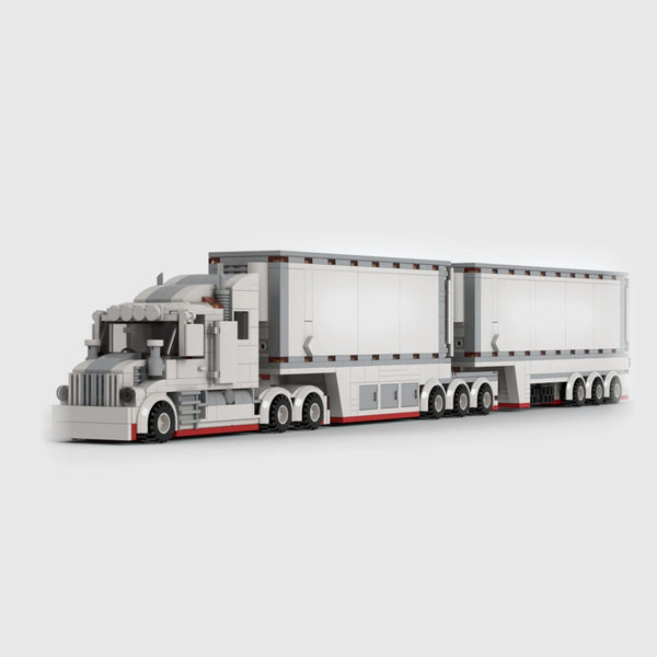 Conventional Truck with Double Trailer brick model hero view