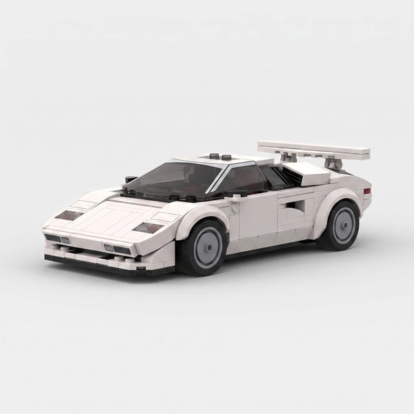 White Lamborghini Countach brick model front three quarter view