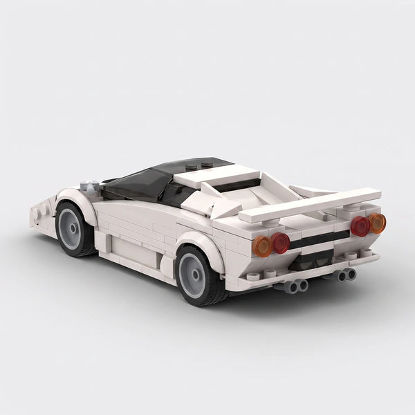 White Lamborghini Countach brick model rear three quarter view
