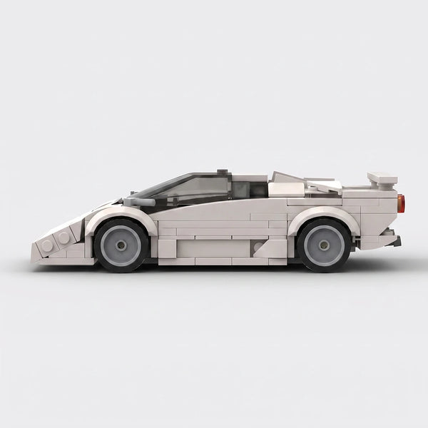 White Lamborghini Countach brick model side profile view