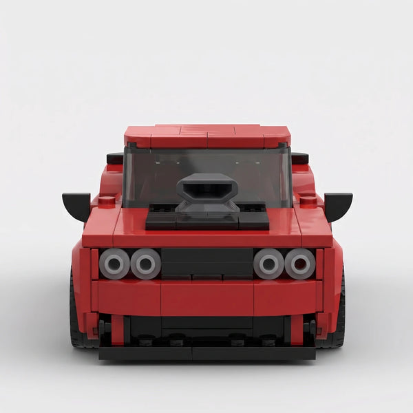 Red Dodge SRT Demon Red Edition brick model straight front view