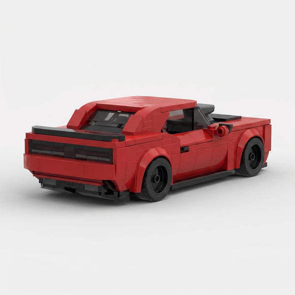Red Dodge SRT Demon Red Edition brick model rear three quarter view