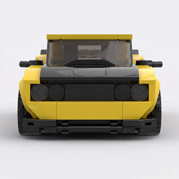 Yellow Dodge Challenger SRT Demon Yellow Edition brick model straight front view