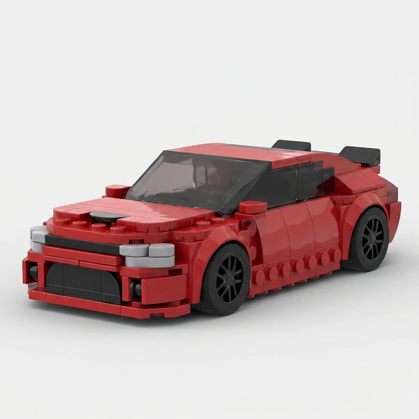 Red Dodge Charger Red Edition brick model front three quarter view