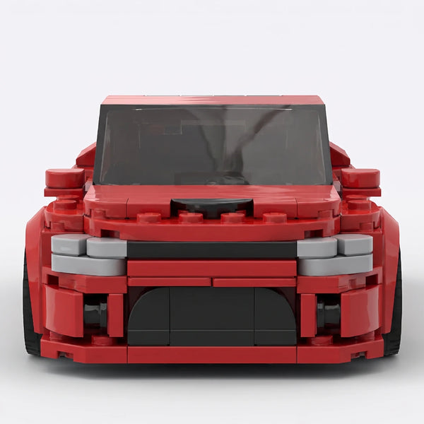 Red Dodge Charger Red Edition brick model straight front view