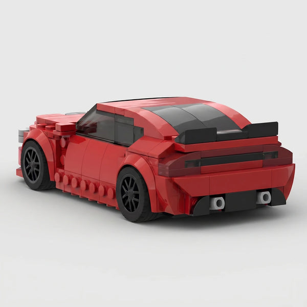 Red Dodge Charger Red Edition brick model rear three quarter view