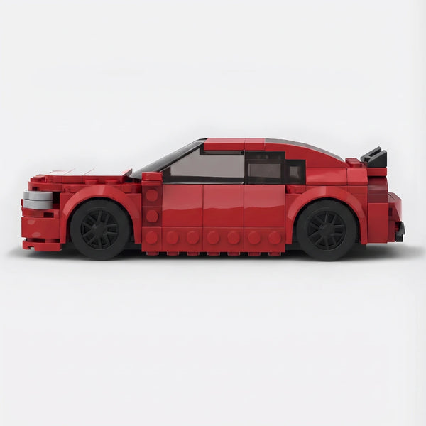 Red Dodge Charger Red Edition brick model side profile view