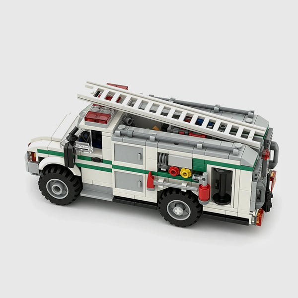 White with green stripes brick model close up detail view