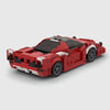Red with white accents Ferrari Enzo brick model rear three quarter view