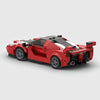 Racing red with white stripes Ferrari FXX K Evo brick model rear three quarter view