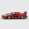 Racing red with white stripes Ferrari FXX K Evo brick model side profile view