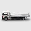 White cab with grey flatbed and black chassis brick model side profile view