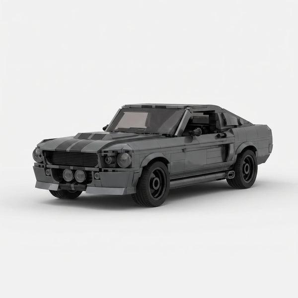 Grey Ford Mustang Eleanor GT500 brick model front three quarter view