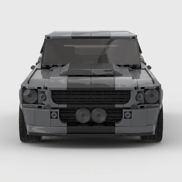 Grey Ford Mustang Eleanor GT500 brick model straight front view
