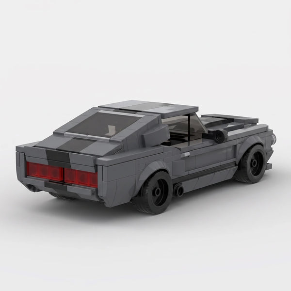 Grey Ford Mustang Eleanor GT500 brick model rear three quarter view