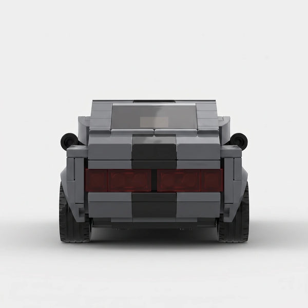 Grey Ford Mustang Eleanor GT500 brick model straight rear view