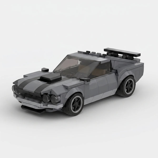 Grey Ford 1969 Mustang Boss 302 brick model high front three quarter view