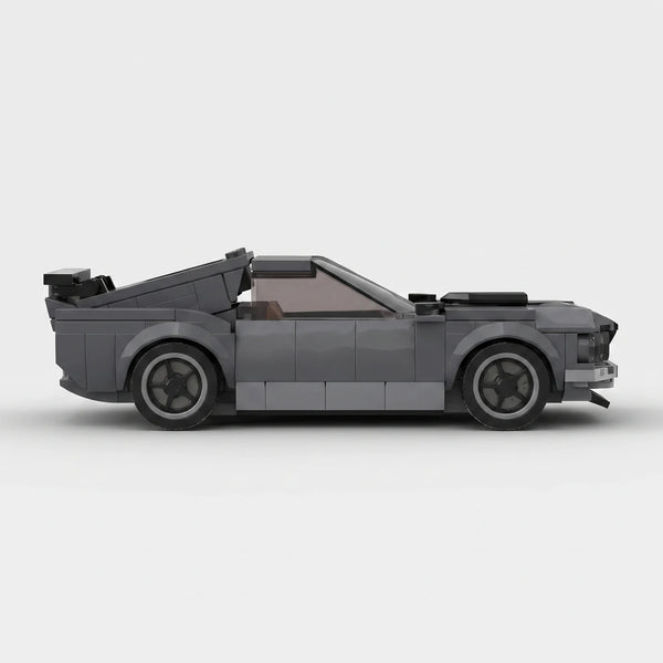 Grey Ford 1969 Mustang Boss 302 brick model side profile view