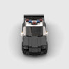 Black and white police livery Ford Mustang brick model front view