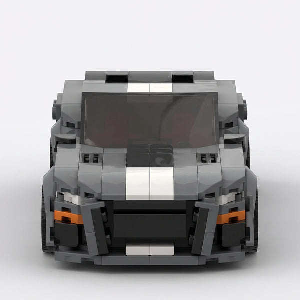 Grey Ford Mustang Shelby GT500 brick model straight front view