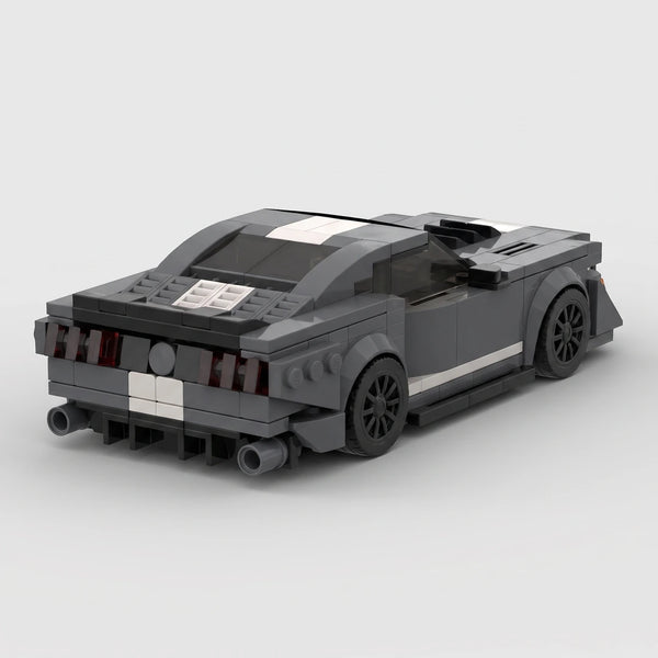 Grey Ford Mustang Shelby GT500 brick model rear three quarter view