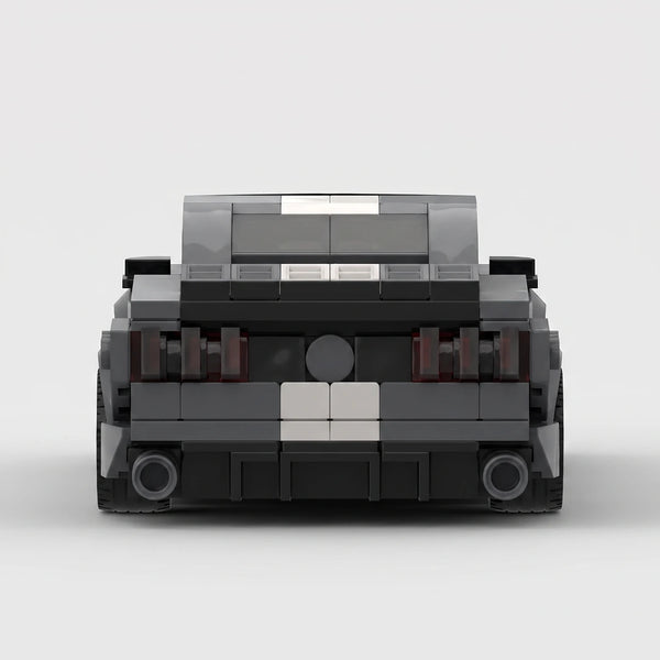 Grey Ford Mustang Shelby GT500 brick model straight rear view