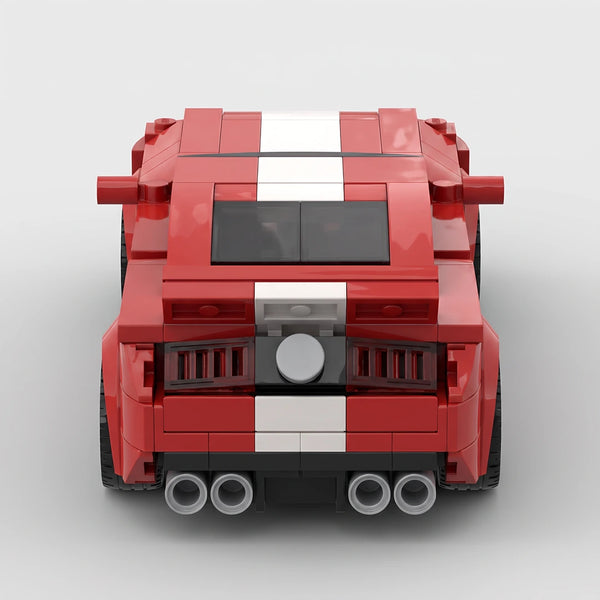 Red Ford Mustang Shelby GT500 brick model high rear view