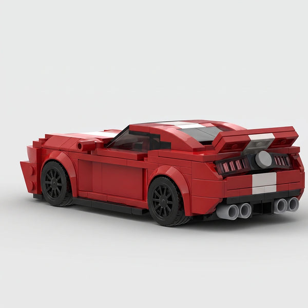 Red Ford Mustang Shelby GT500 brick model rear three quarter view