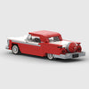 Red and white Ford Thunderbird brick model rear three quarter view